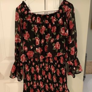 Rose floral mini dress